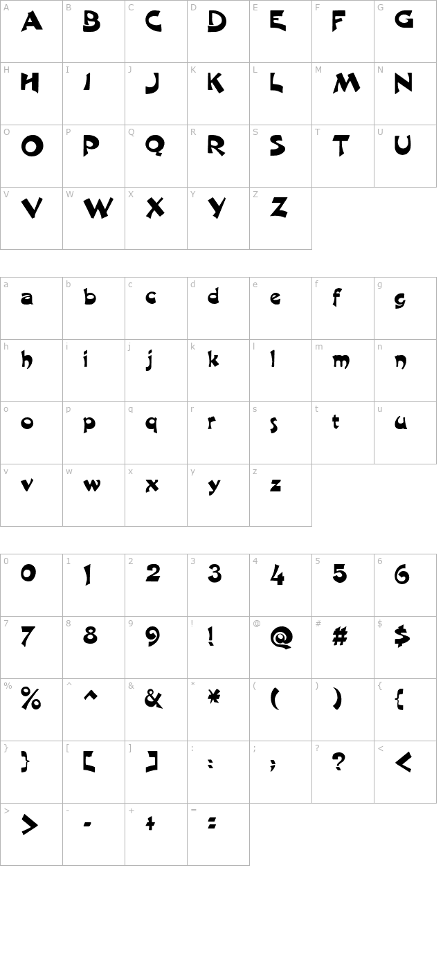excalibur-logotype-normal character map