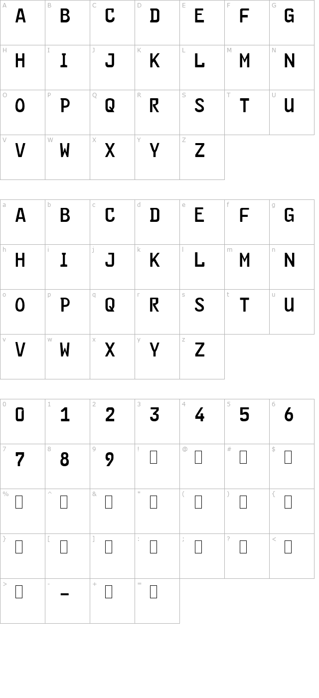 FE-Font character map