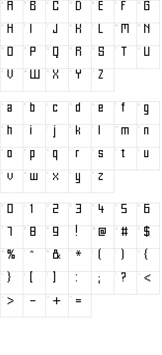 fff-alaska-condensed character map