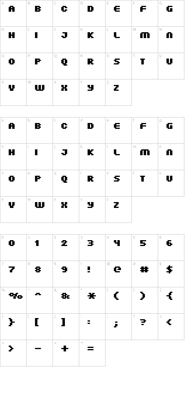 FFF Atlantis Bold Condensed character map
