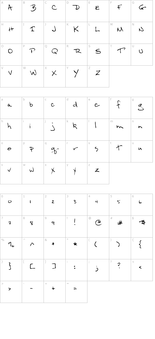 flintshand-regular character map