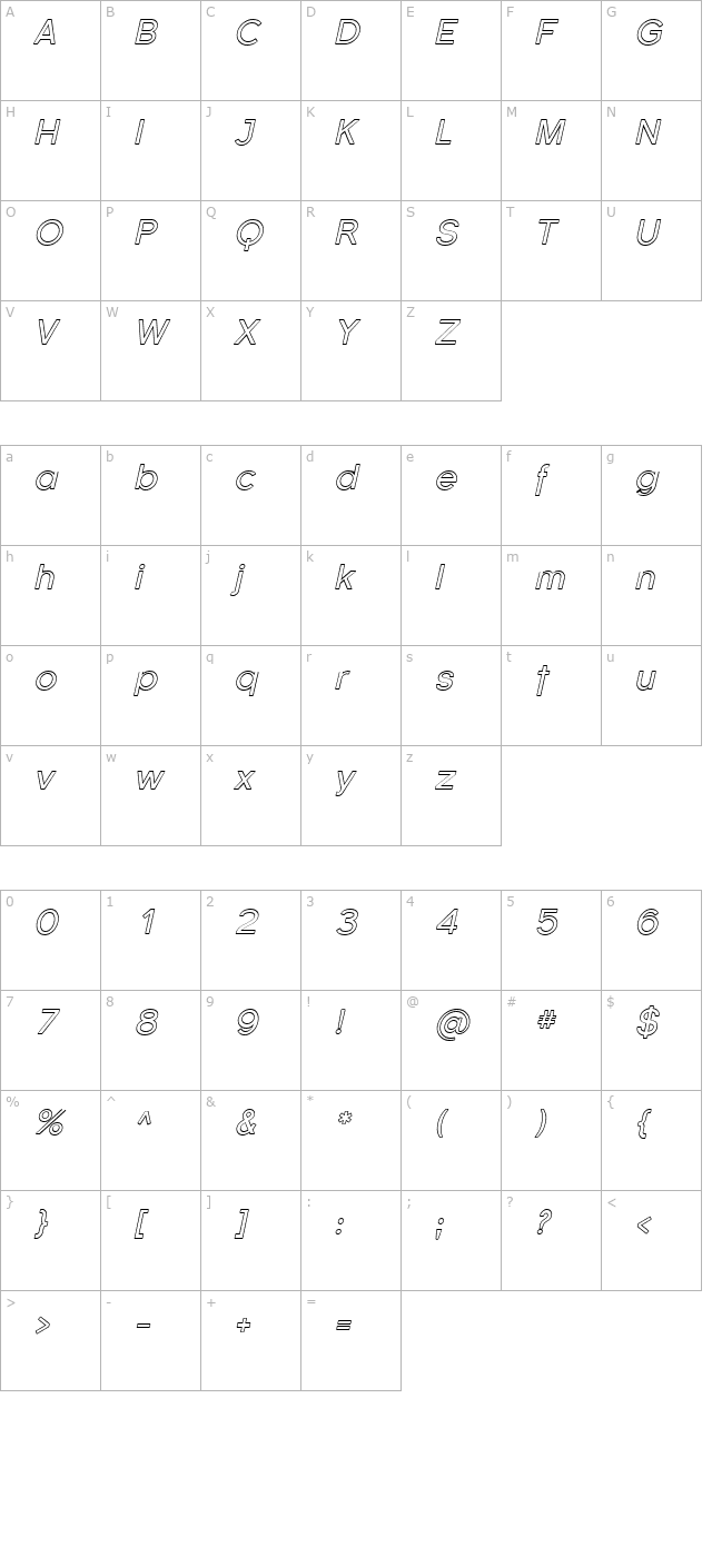 florencesans-outline-italic character map