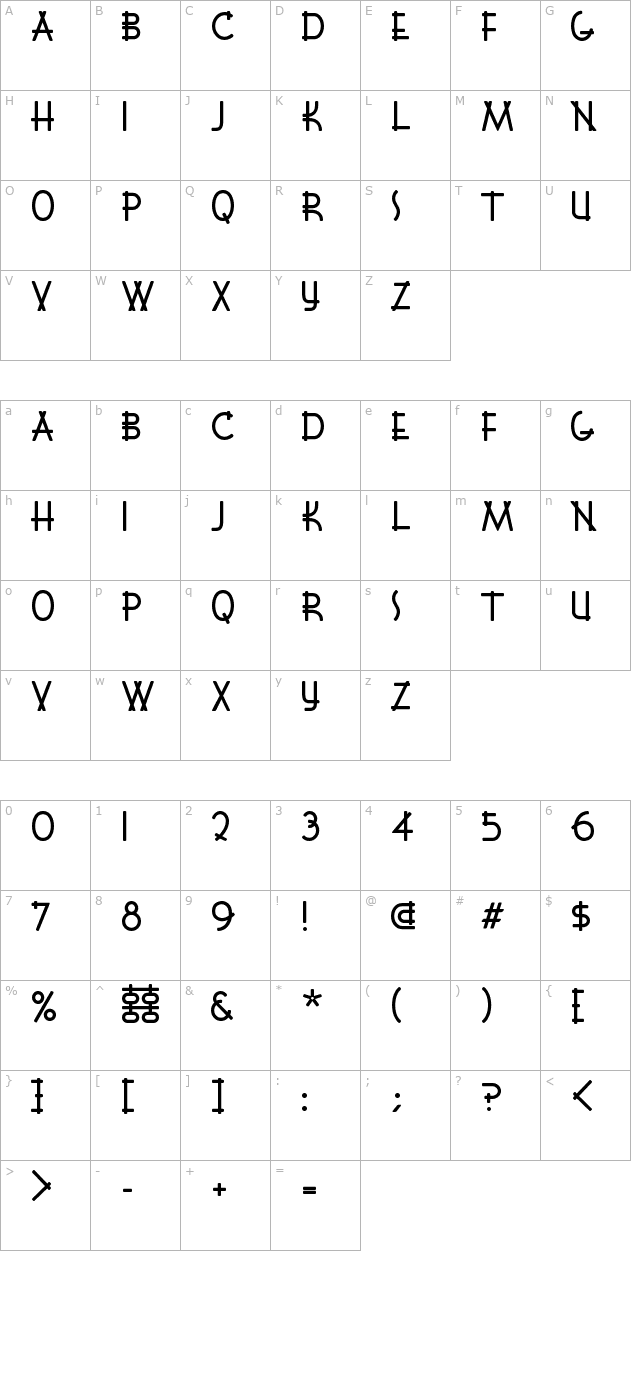 font-shui character map