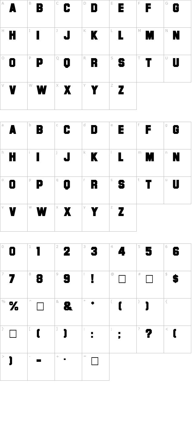font character map