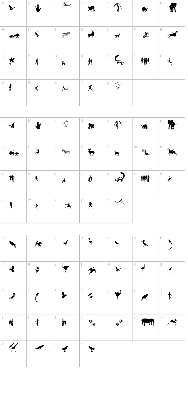 Fonts of Afrika Sample character map