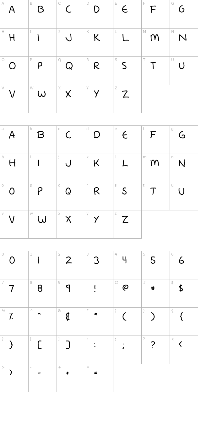 Fredfont character map