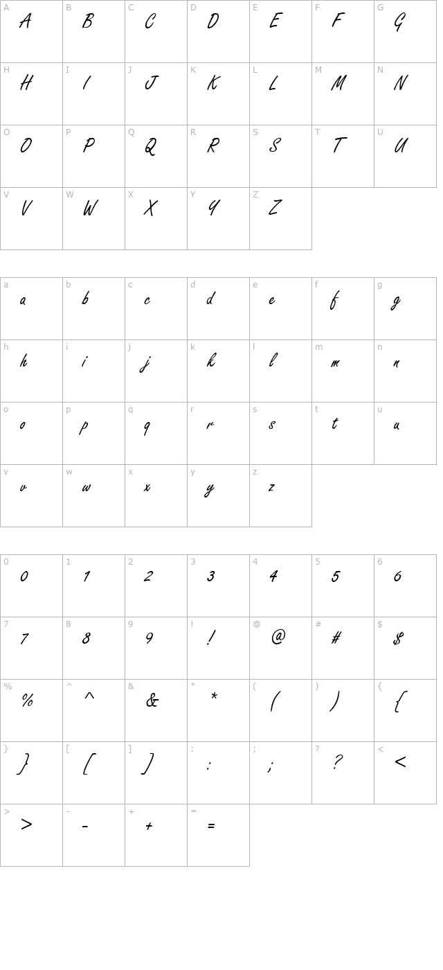 freestyle-script character map