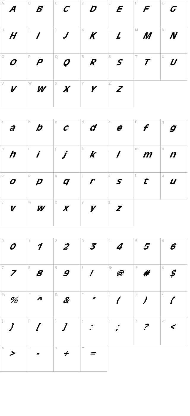 fz-basic-1-italic character map