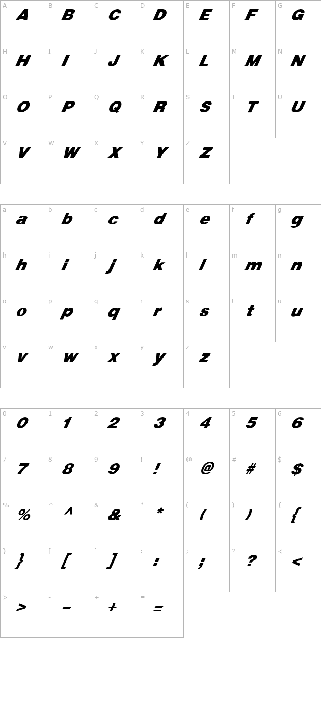 fz-basic-13-italic character map