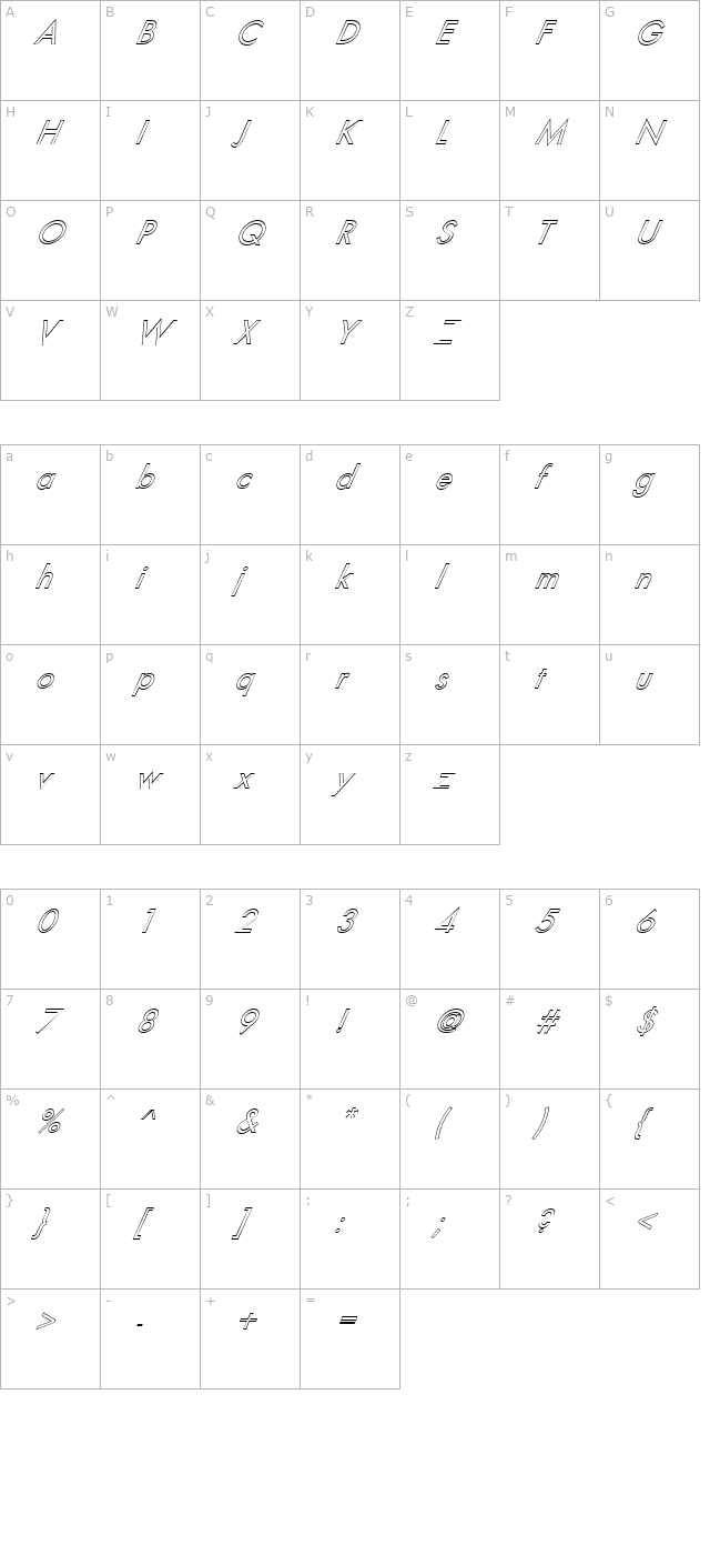 fz-basic-18-hollow-italic character map