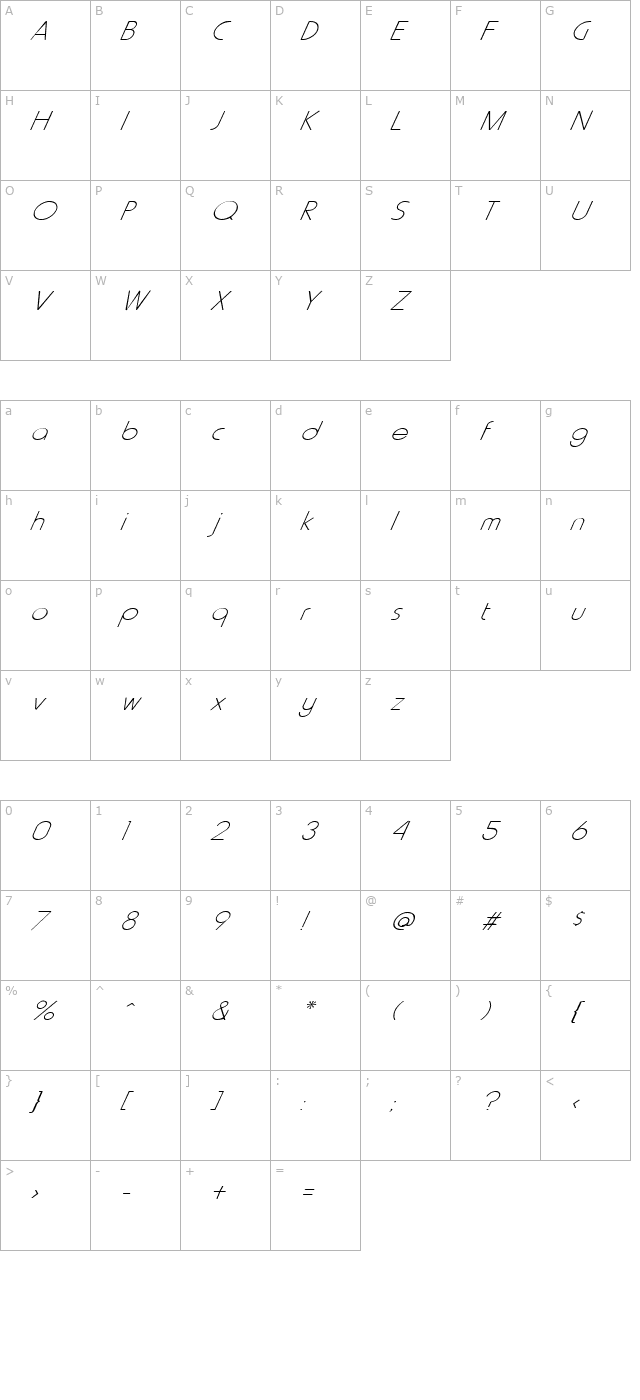 fz-basic-20-italic character map