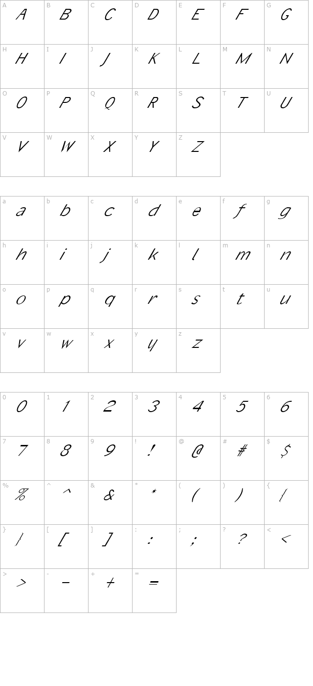 fz-basic-21-italic character map