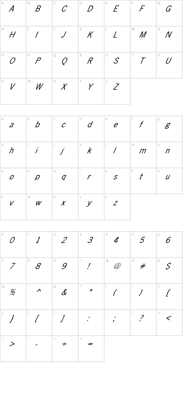 fz-basic-24-italic character map