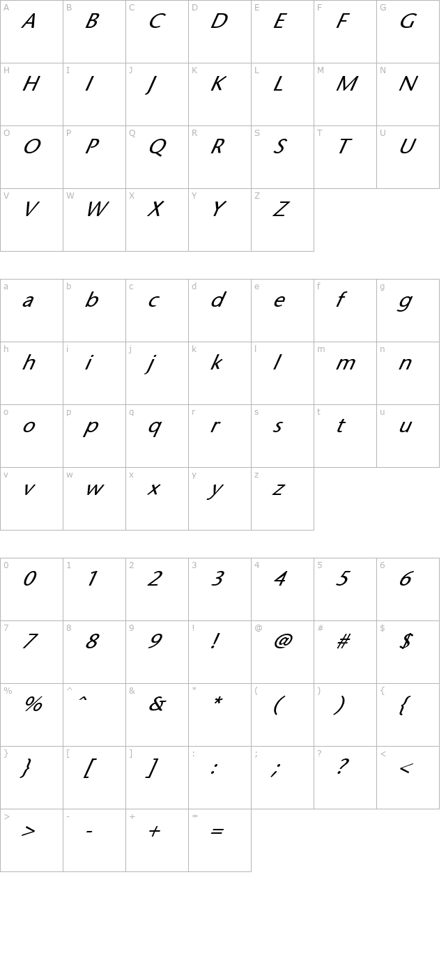 fz-basic-25-italic character map