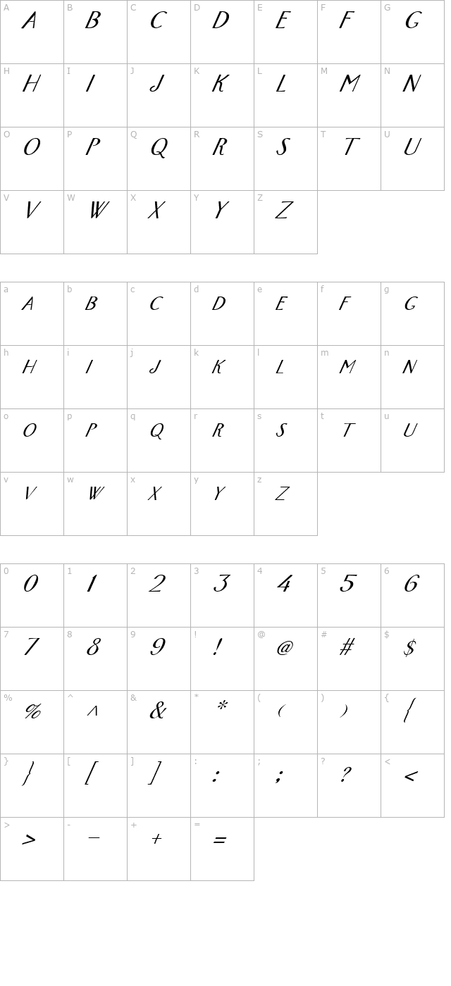 fz-basic-26-italic character map