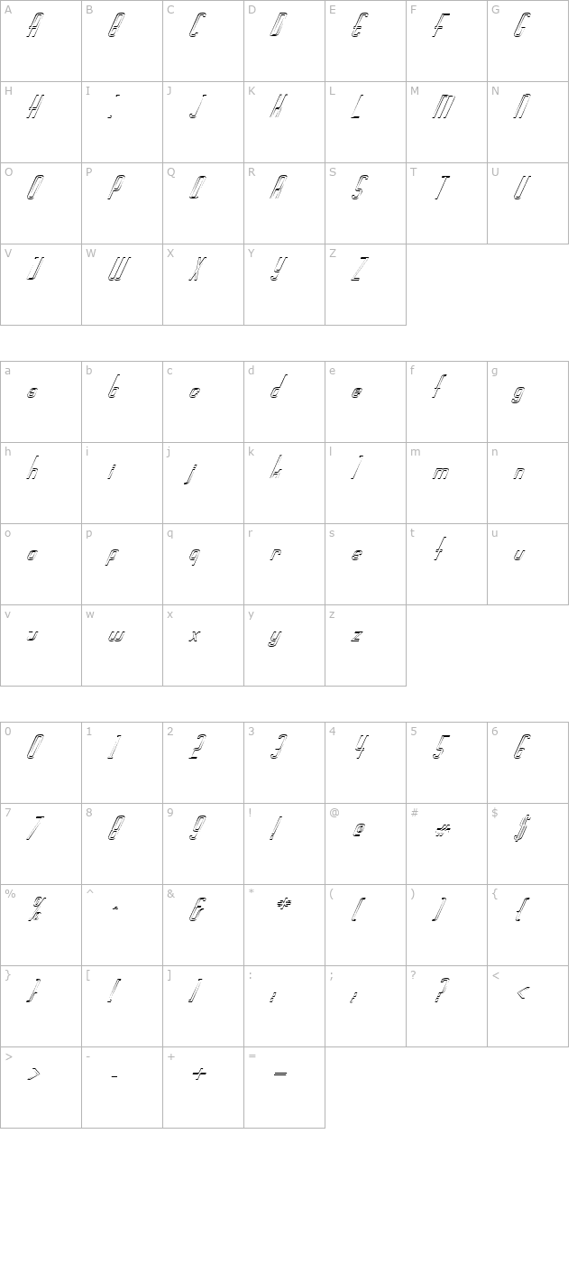 fz-basic-44-hollow-italic character map