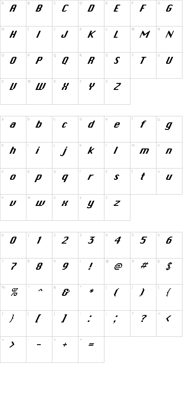 fz-basic-45-italic character map