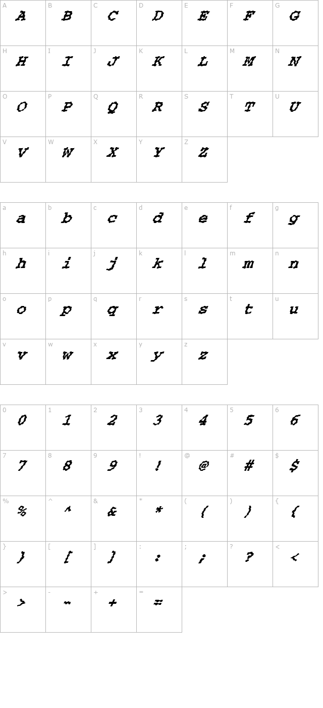 fz-basic-54-wavey-italic character map