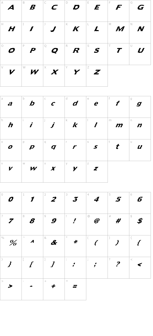 fz-basic-55-wavey-italic character map