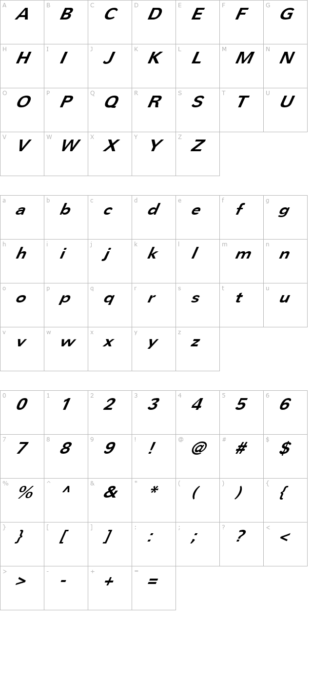 fz-basic-57-italic character map