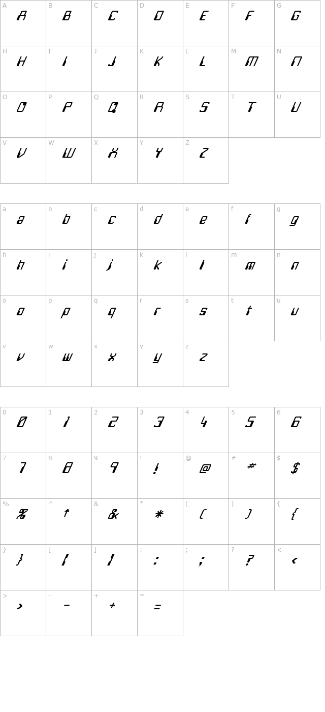 fz-digital-5-italic character map