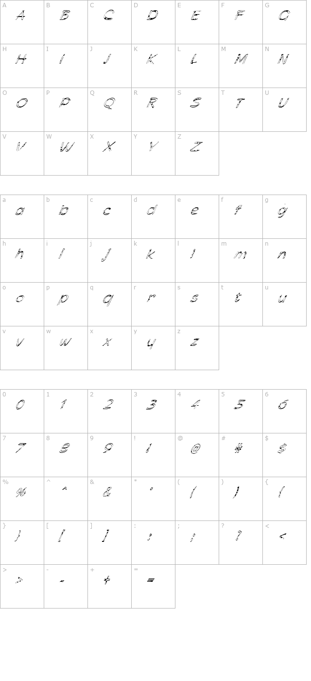 fz-hand-21-spotted-italic character map