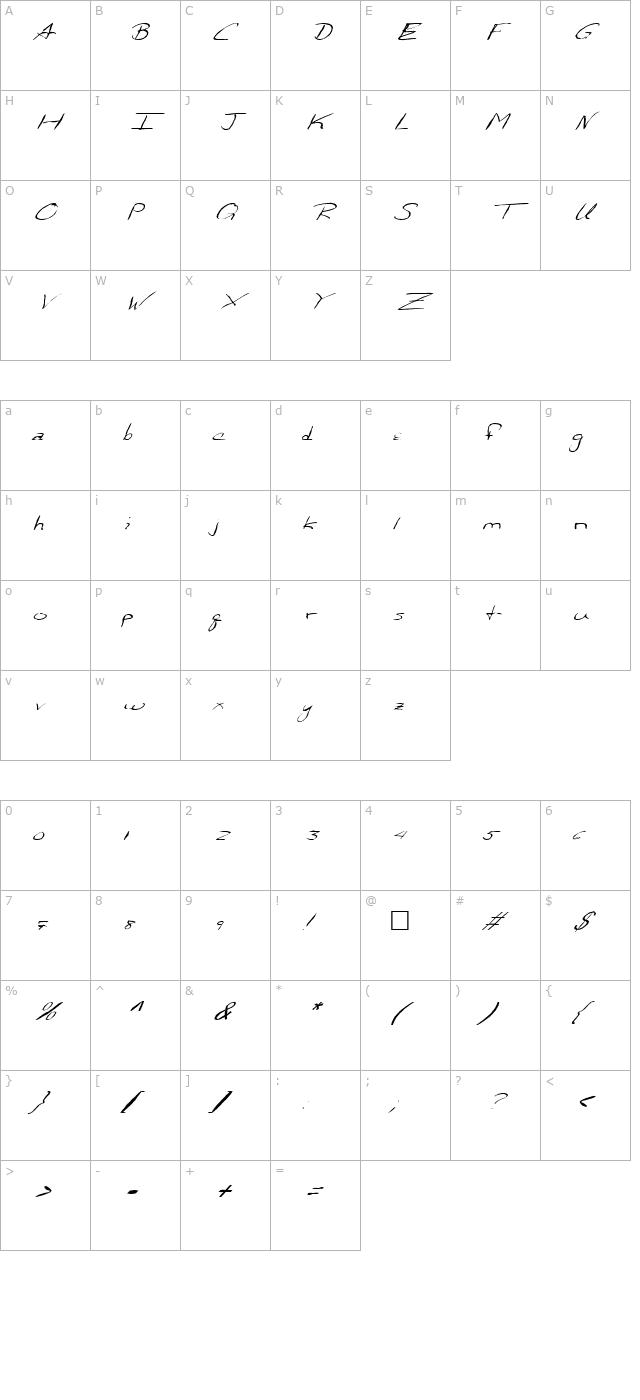fz-hand-24-mangled-italic character map