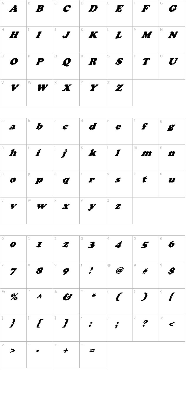 fz-roman-4-wavey-italic character map