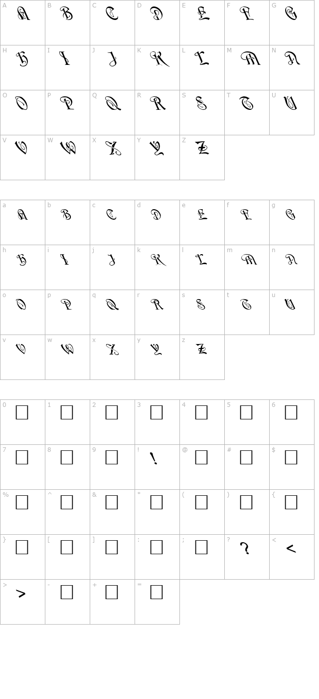 fz-script-14-lefty character map