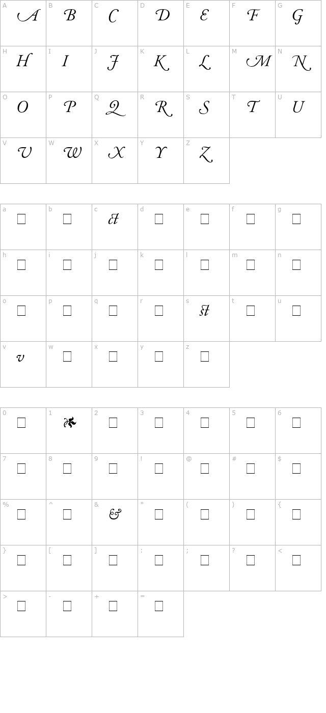 Garamond Alternate SSi Italic character map