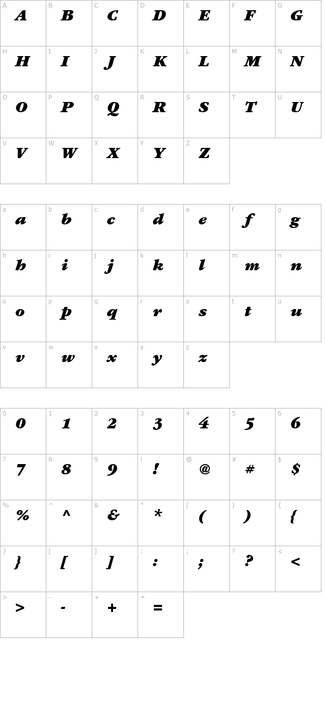 garamond-black-ssi-black-italic character map