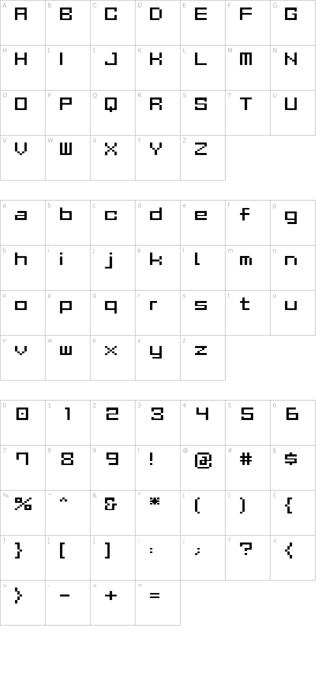 gau-font-cube-r character map