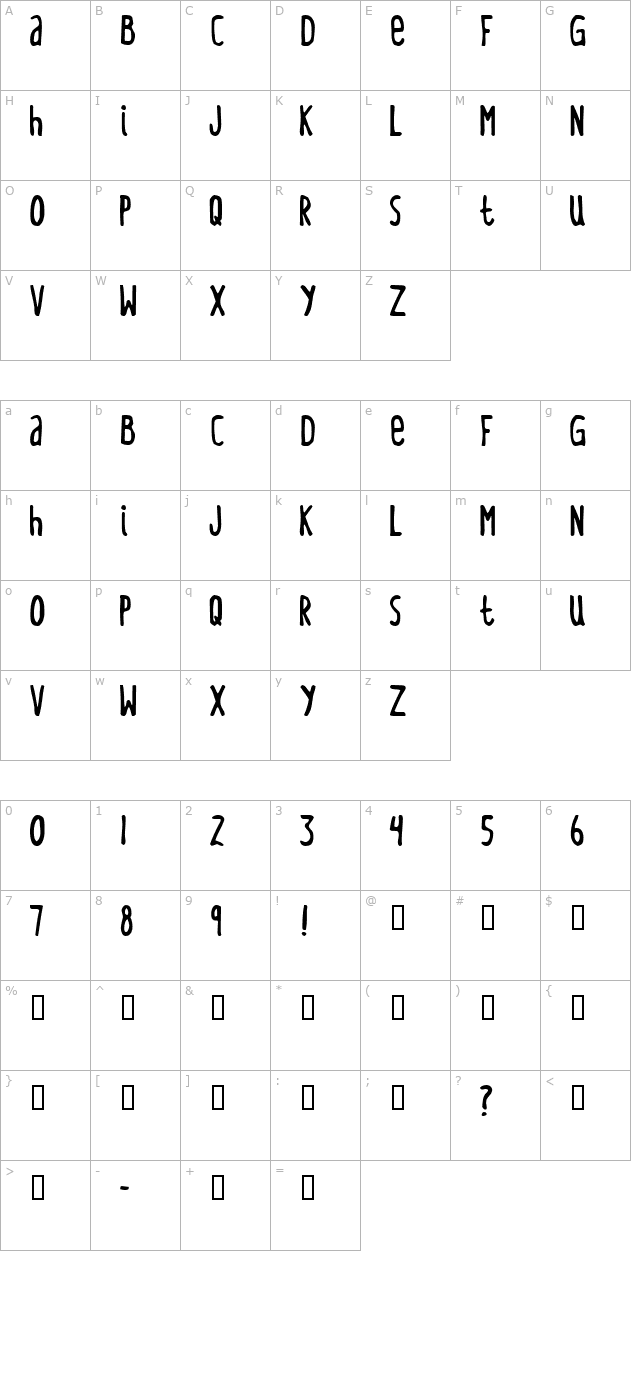 GenericFont Oral Expulsive character map