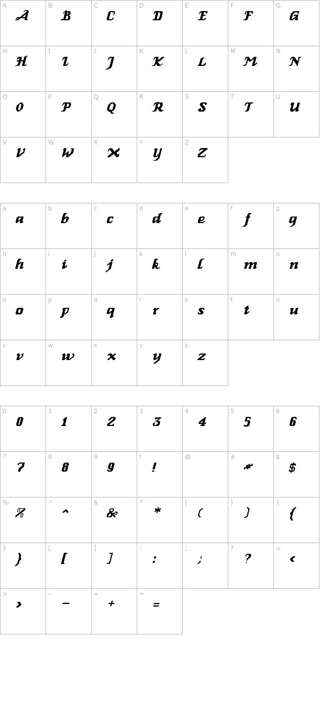 GenoaItalic character map
