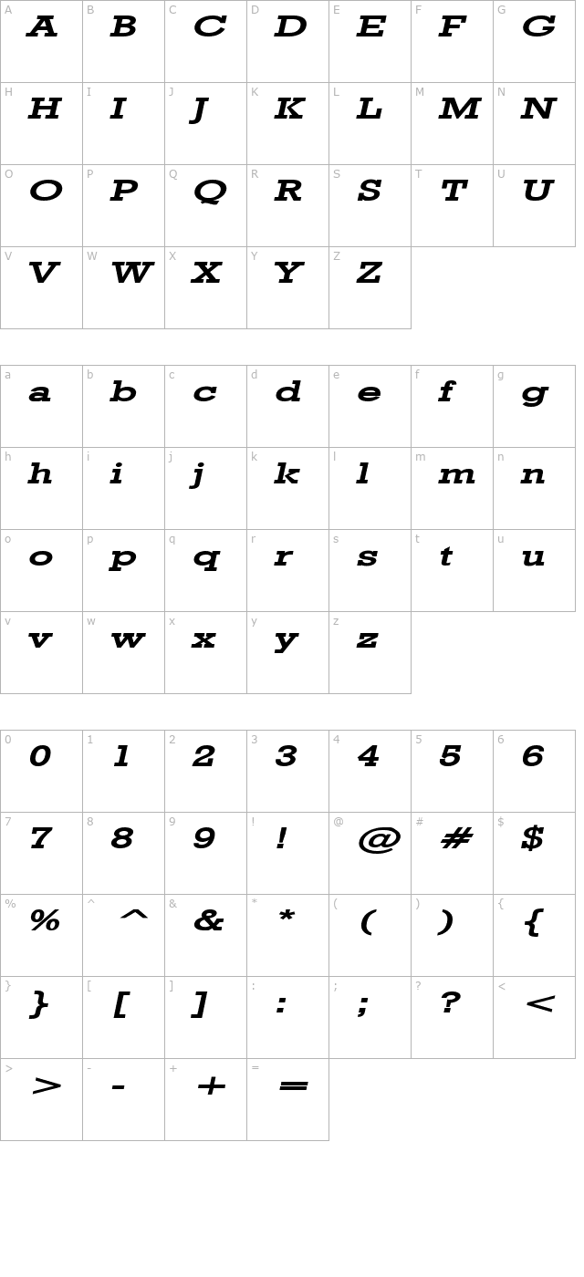 geo-986-extended-bold-italic character map