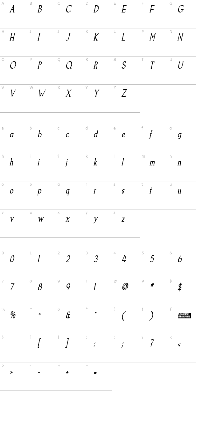 Goodfish Italic character map