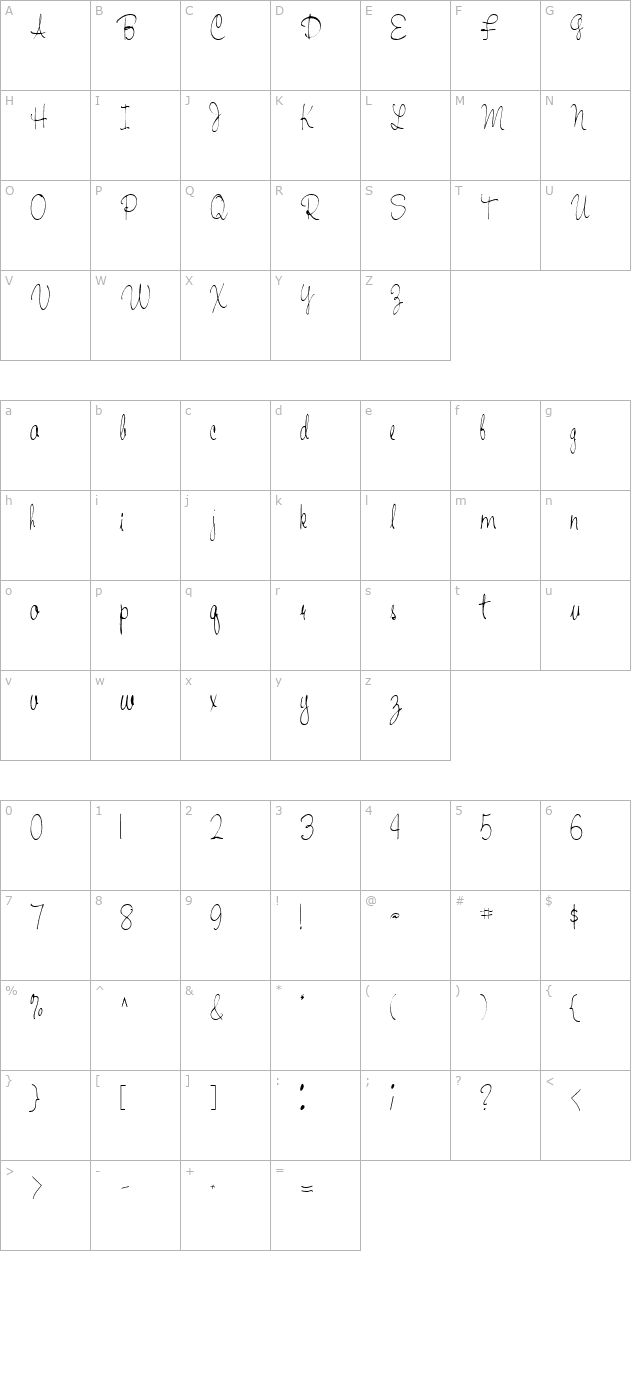 handwriting53-regular-ttcon character map