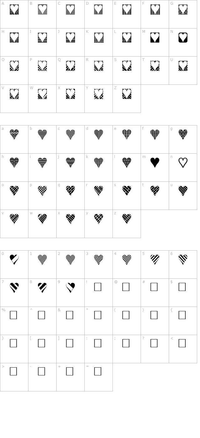 Heart Things 3 character map