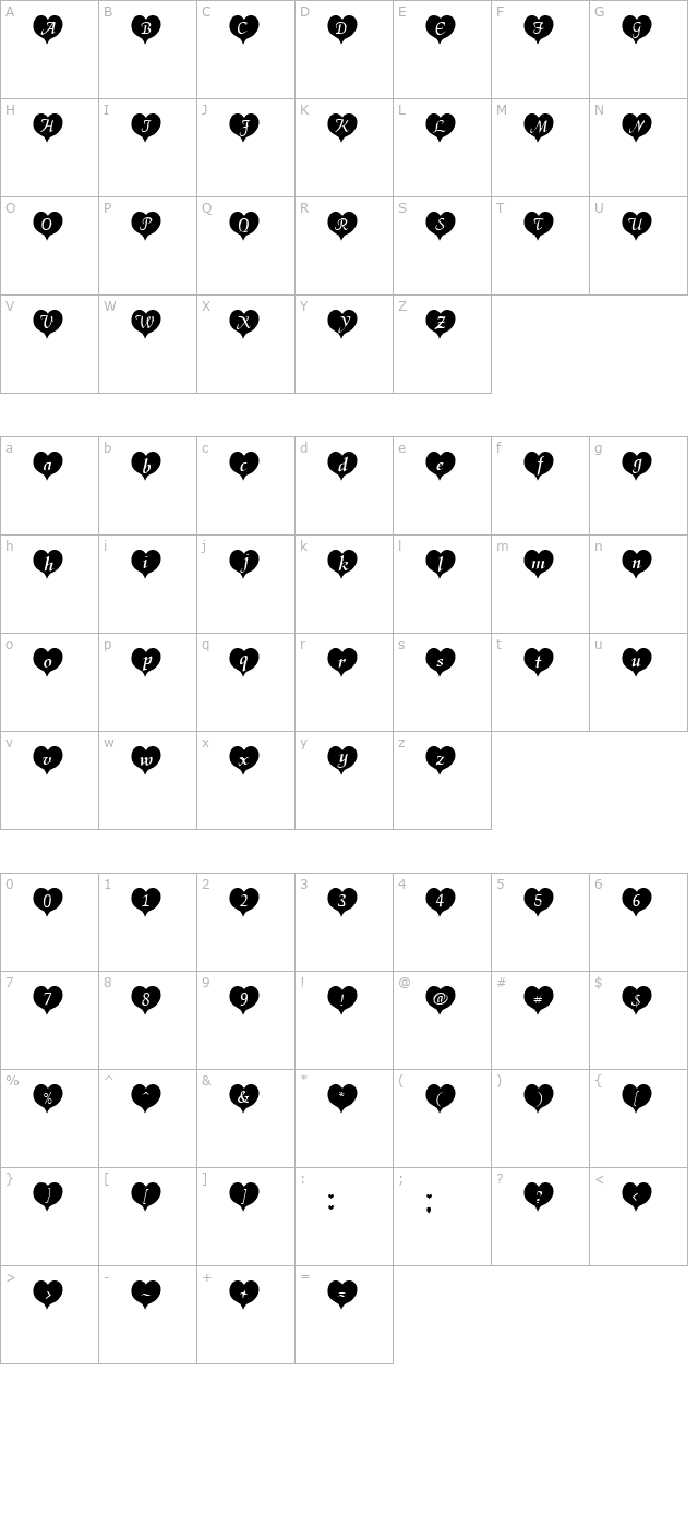 HeartBlack Becker character map