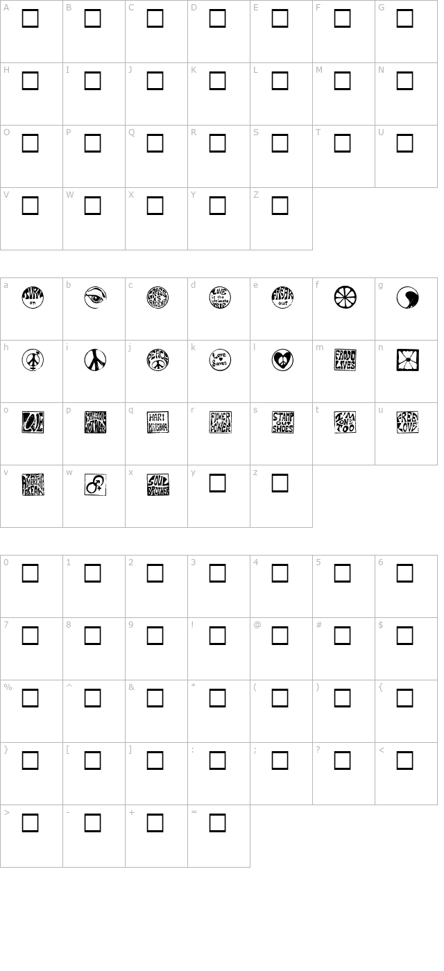 hippy-stamp character map
