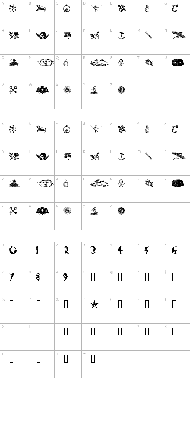 infinit-dingbats character map