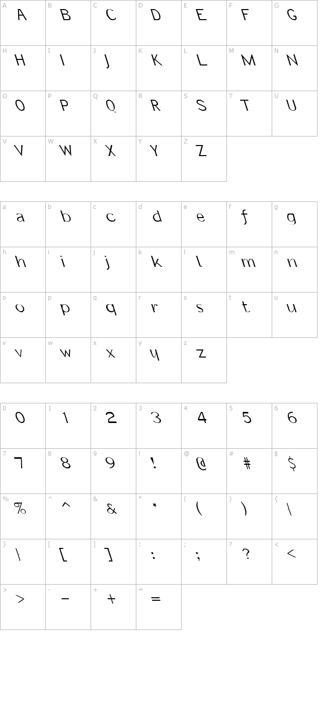 informal-oblique-expressed-left character map