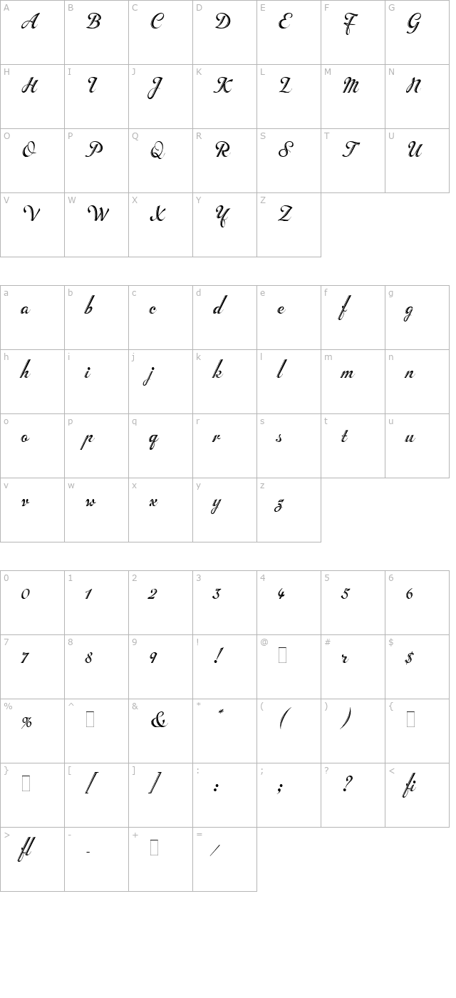 inscription-let-plain character map