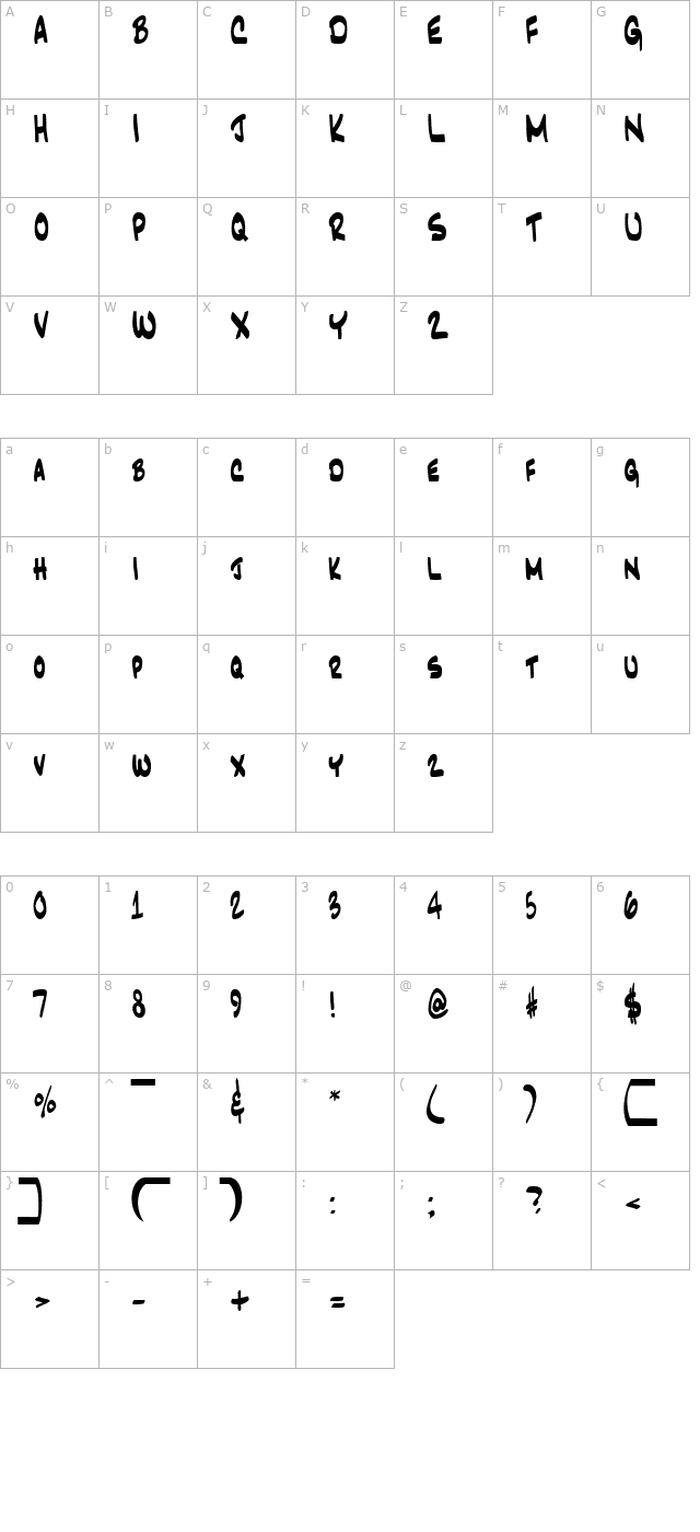 jazztext-regular character map