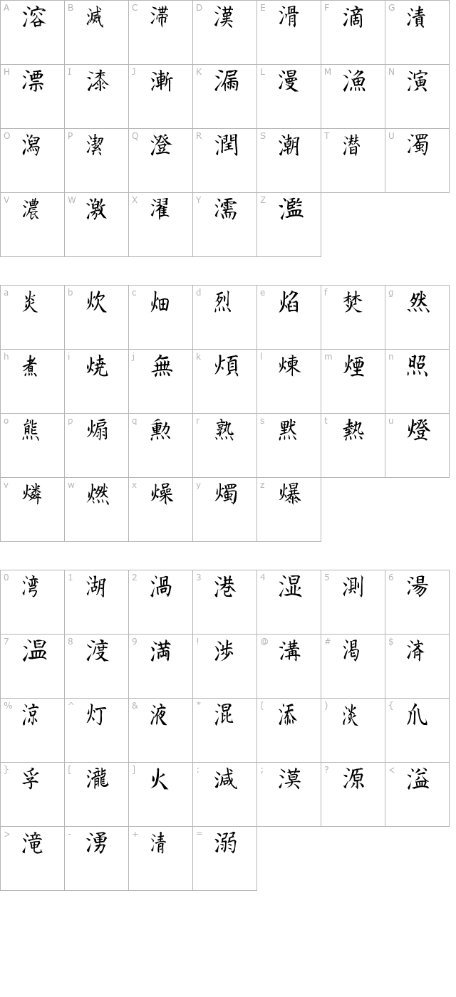 kanji-g character map