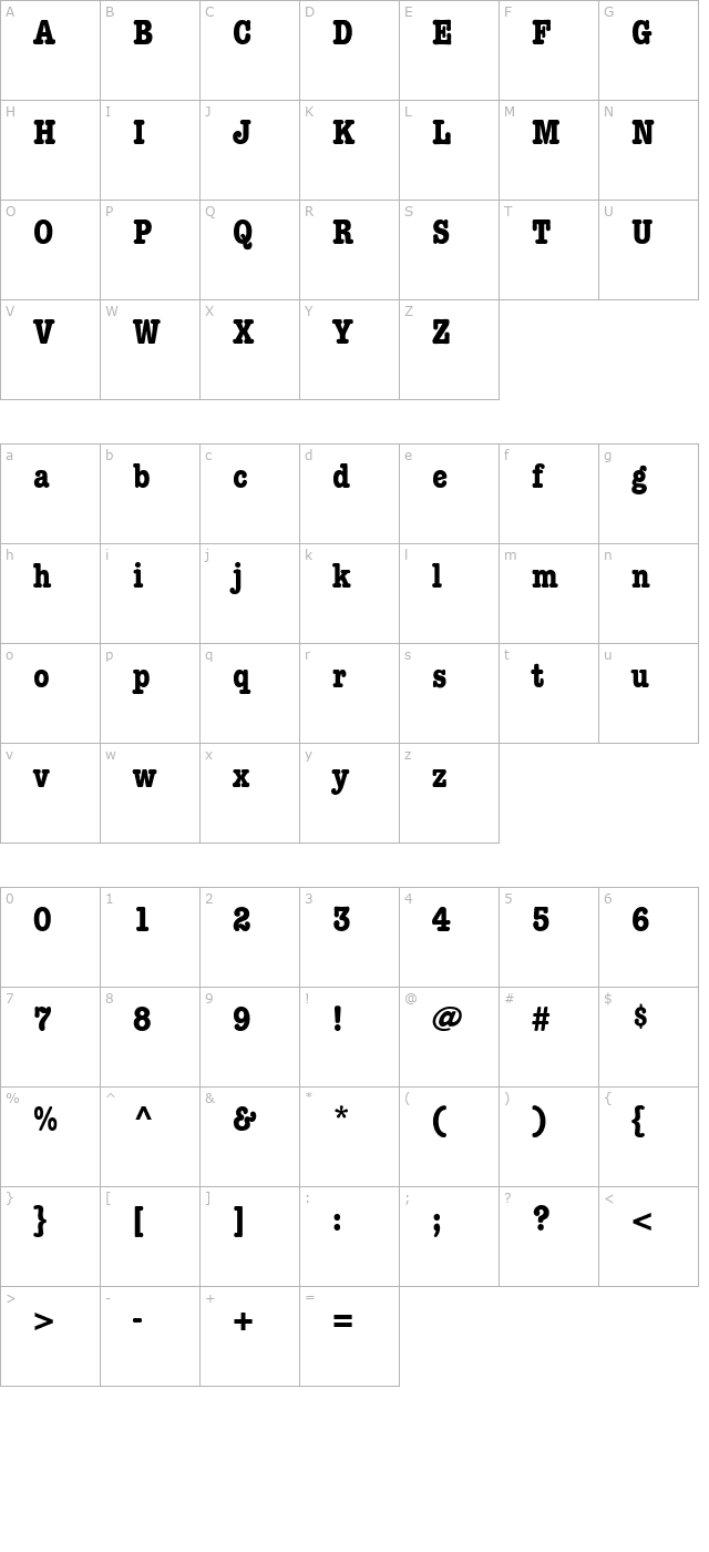 Keyboard CondensedAlt SSi Bold Condensed Alternate character map