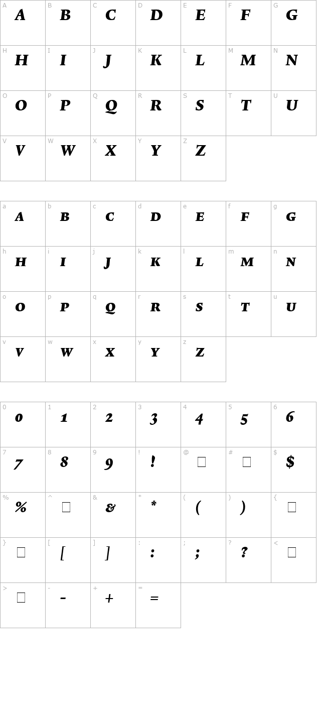 Lexicon No1 Italic F Exp character map