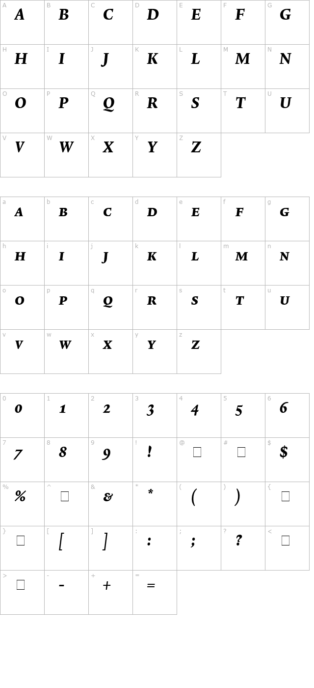 Lexicon No2 Italic E Exp character map