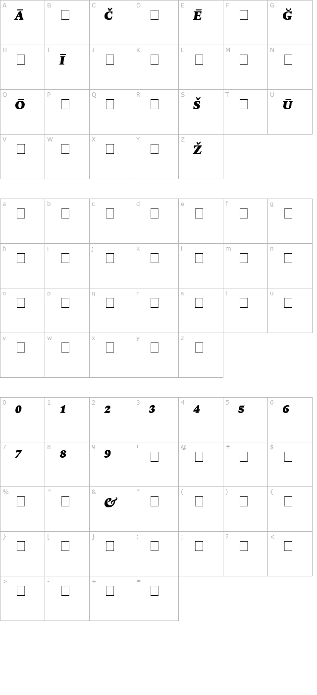 Lexicon No2 Italic F Pi character map