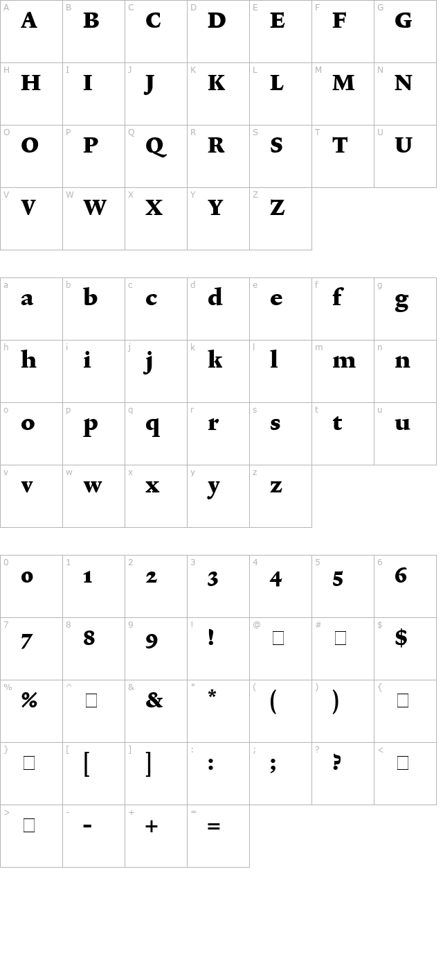 lexicon-no2-roman-f-txt character map
